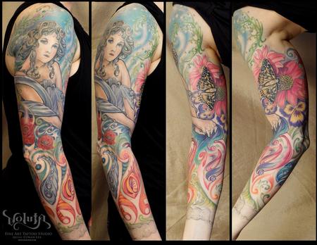 Tattoos - Art Nouveau Garden Beauty Tattoo  - 64488